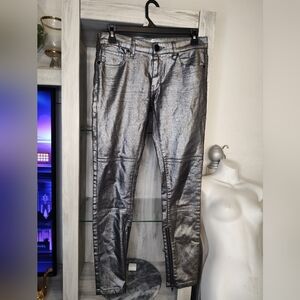 BCBGeneration Shimmering Metallic Silver Denim Women's SZ 25 Good Condition